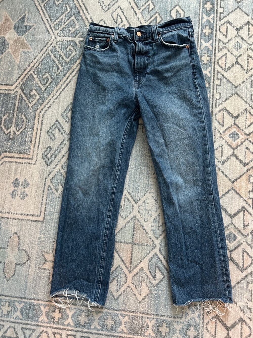GAP Cheeky Straight Sky High Jeans in Dark Blue